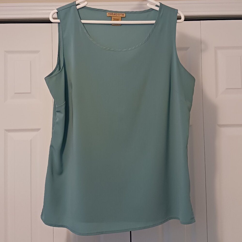#144 3/$18 - Notations Green Tank Top Size L